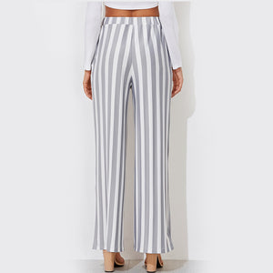 Tie Waist Belted Cigarette Trousers Striped Pants