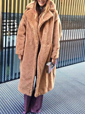 Teddy Bear Icon oversized camel hair and silk-blend coat