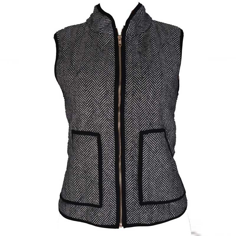 Vintage Womens Quilted Herringbone Puffer Vest