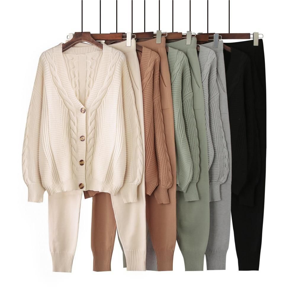Chunky Knit Sweater and Pants Set Two Piece Loungewear Pajama Co ord