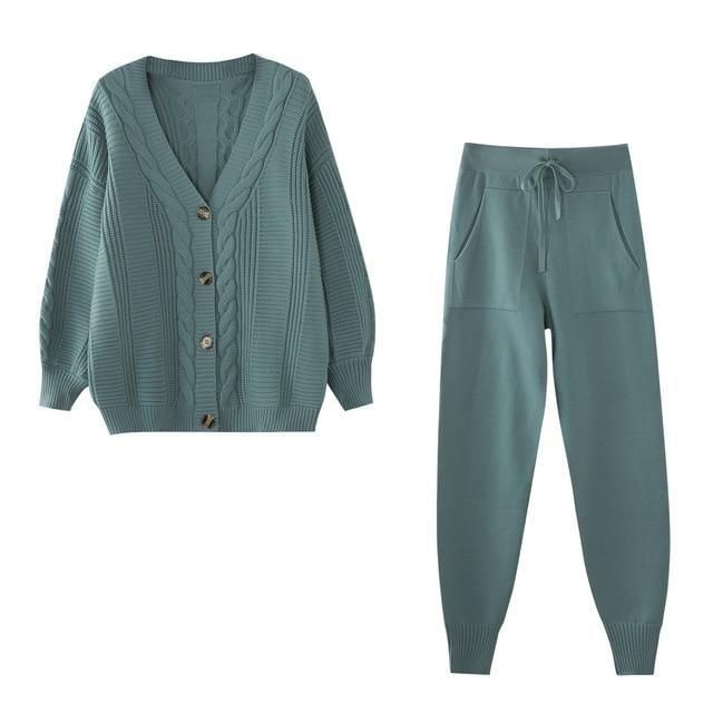 Chunky Knit Sweater and Pants Set Two Piece Loungewear Pajama Co ord