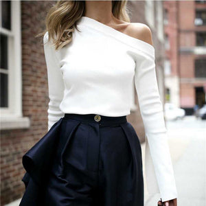Classic White One Shoulder Tee Shirt Top