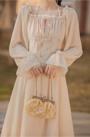 Boho Fairy Country Cottage Core Lolita Corset Gown Dress