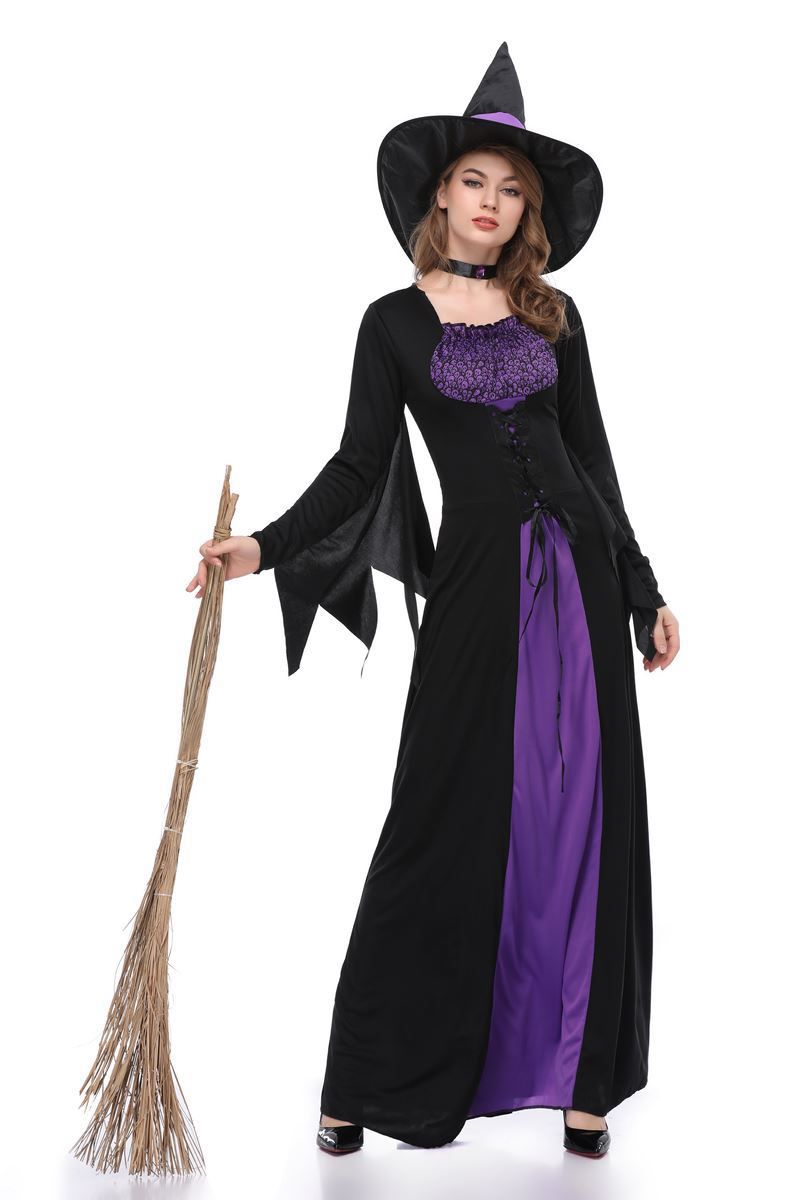 Black Gothic Cosplay Wizard Halloween Witch Dress