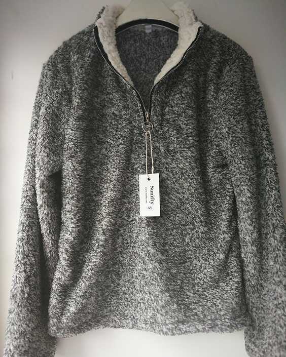Quarter Zip Oversized Fuzzy Sherpa Fleece Pullover Jacket