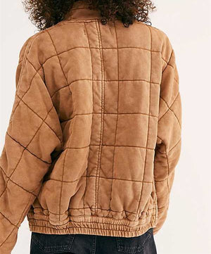 Comfy Lightweight Diamon Quilted Knit Cotton Padded Aviator Jacket