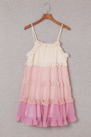 3D Polka Dot Rainbow Multi Layered Tiered Mini Sundress With Ruffles
