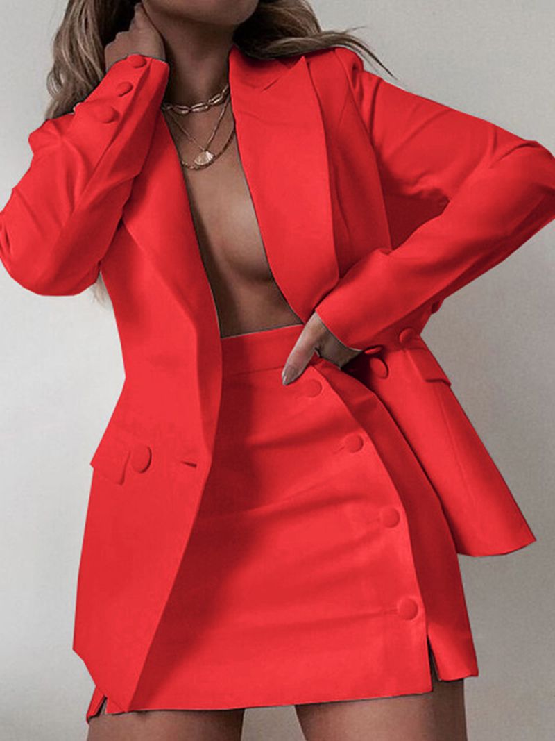 Formal Blazer With Skirt Button Jacket Skirt Suits Shorts Set