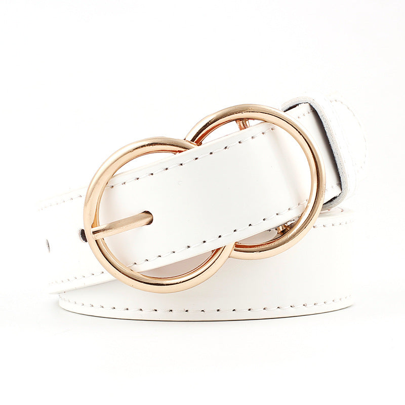 Popular Double Rings Faux Leather Belts