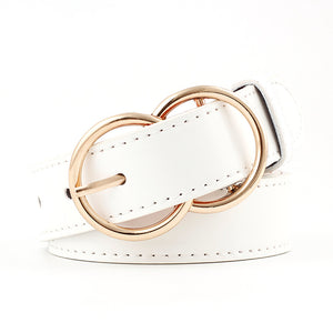 Popular Double Rings Faux Leather Belts