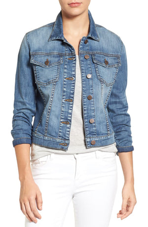 Oversized Light Washed Ripped Denim Jacket Womens