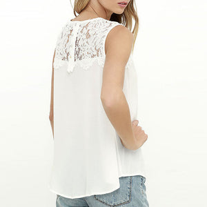 Casual Round Neck Lace Tank Top Tee Shirts Sleeveless