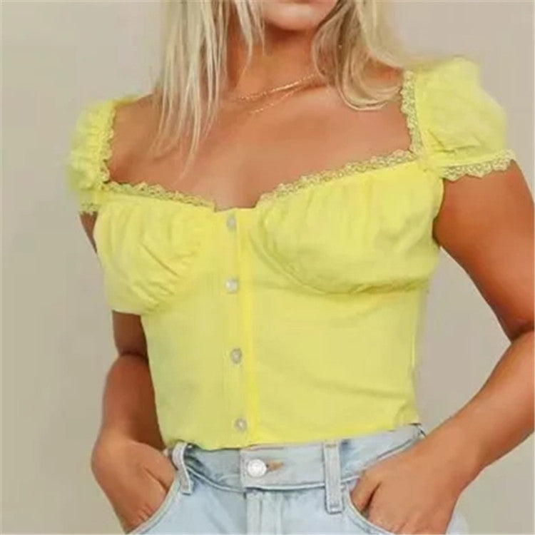 Elastic Arms On or Off Shoulders Cupped Bustier Button Through Top