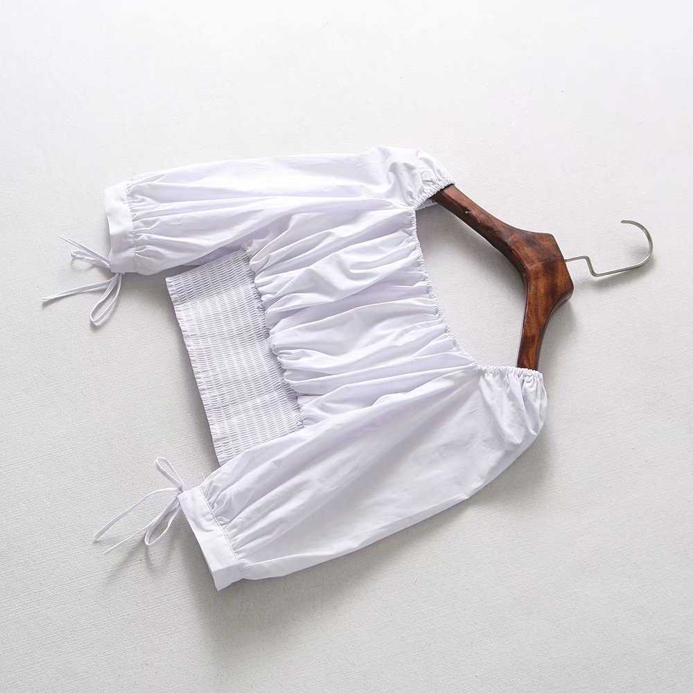 Vintage Hawaiian Wild Flowers Floral Front Tie Ruched Square Neck Smocked Crop Top Shirts
