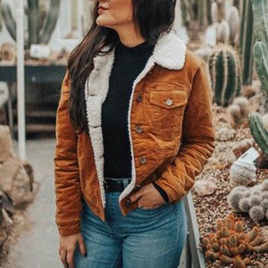 Sheepskin top corduroy jacket