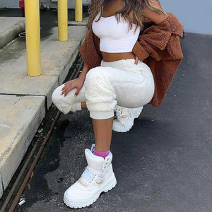 Cozy Warm Fuzzy Teddy Bear Pants Fleece Lined Pants Fleece Joggers