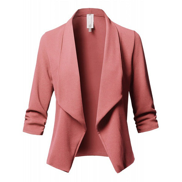 Classic Shawl Collar Short Cardigan Blazer Coat Long Sleeve