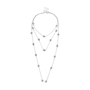 Stars Beaded Multi Layered Chocker Necklace Gold