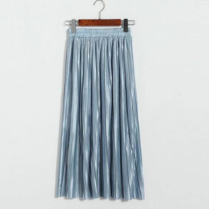 Classic Flowy Chiffon Pleated Midi Skirt Long Length