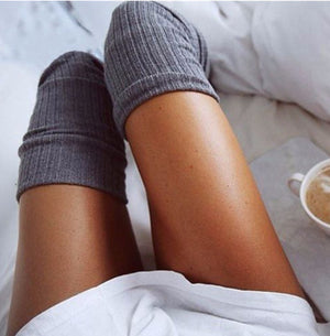 Cozy Slimming Ribbed Knit Over Winter High Knee Socks Stockings
