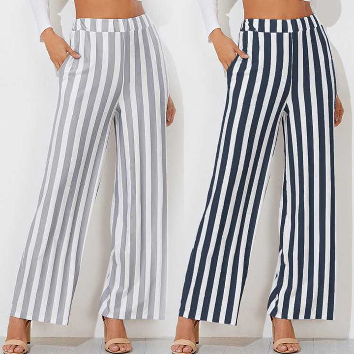Tie Waist Belted Cigarette Trousers Striped Pants