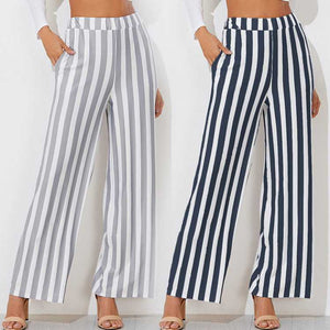 Tie Waist Belted Cigarette Trousers Striped Pants