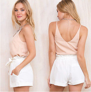 Casual High Waisted Paperbag Shorts Summer