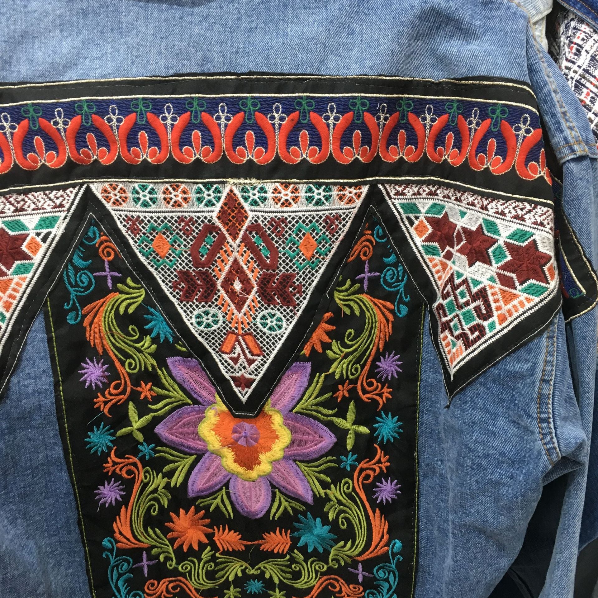 Bohemian Embrodie Western Tribal Native Retro Denim Jacket