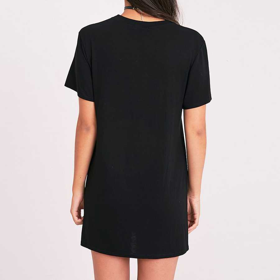 Personalized Women Slogan Black Tee Dress