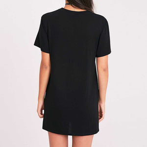 Personalized Women Slogan Black Tee Dress