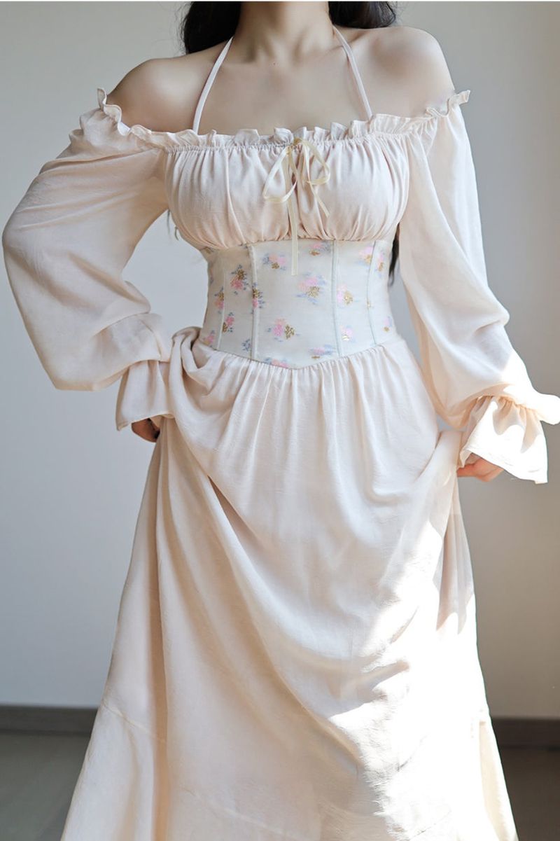 Boho Fairy Country Cottage Core Lolita Corset Gown Dress