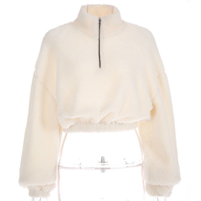 Oversized Teddy Pullover Faux Fur Cropped Jacket Coats