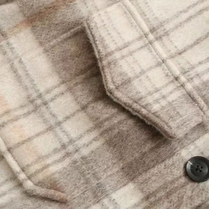 Dyed Pocket Overshirt Check Wool Blend Shirt Jacket