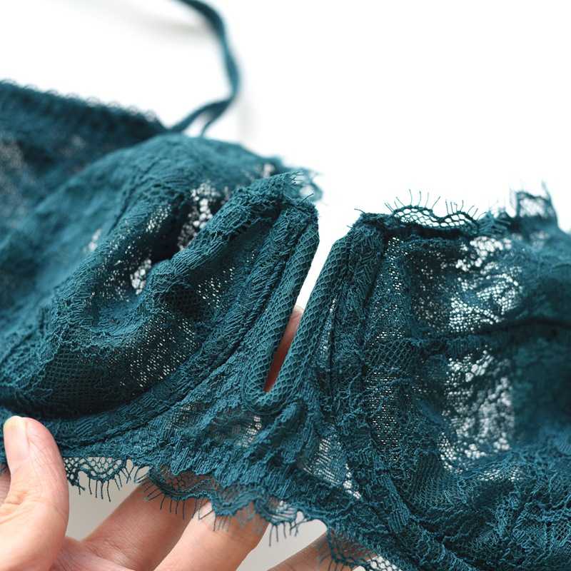 V Wired Plunge Push Up Mesh Lace Bralette Underwire Bra Sets