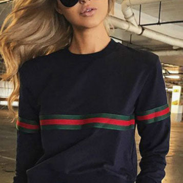 Brandstyle Loose Fitting Rainbow Colorblock Women's Crewneck Sweatshirt