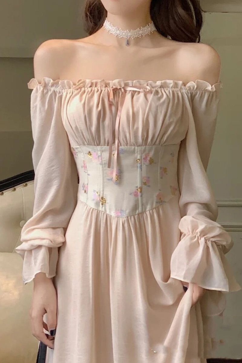 Boho Fairy Country Cottage Core Lolita Corset Gown Dress