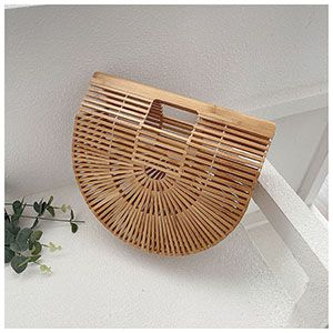 Boho Handmade Round Woven Handbag Bali Rattan Crossbody Beach Bag