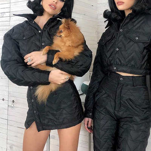 Comfy Lightweight Diamon Quilted Knit Cotton Padded Aviator Jacket
