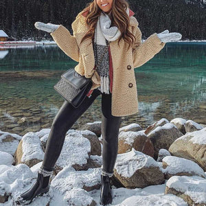 Fluffy Faux Fur Lapel Collar Womens Winter Coats