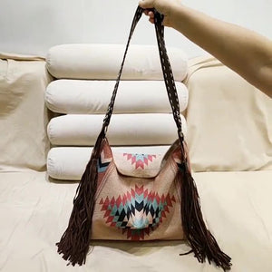 Bohemian Wave Colors Beach Wayuu Tote Mochila Canvas Bags