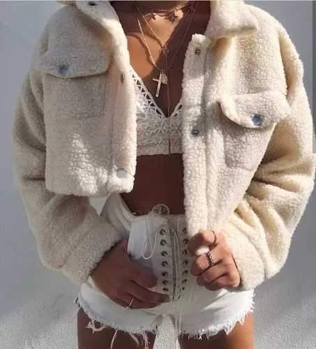 Thicker White Short Teddy Faux Fur Cropped Jacket Winter Coats