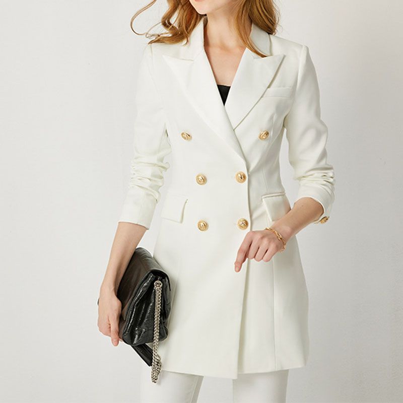 Tailored Satin Collar Blazer Dress Double Breasted Work Jacket Dress –  sunifty