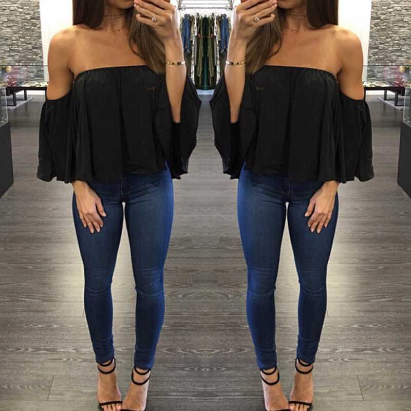 Tummy Hiding Oversized Off The Shoulder Tops Loose Blouse