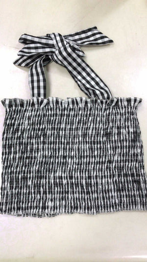 Curved Hem Trimmed Scrunch Tie Up Shoulder Ruched Crop Top Tanks