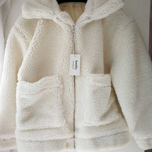 Teddy Bear Jacket for Women, Oversized Sherpa Jacket, Fuzzy Fleece