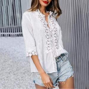 Plus Size Sweet Crochet Lace Button Up Shirt Top – sunifty