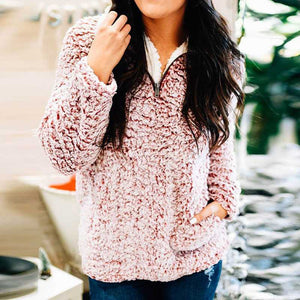 Faux Fur Sherpa Fleece Pullover Teddy Bear Sweatshirt