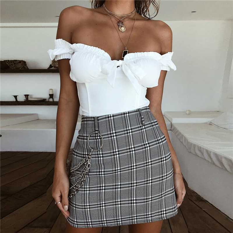 Tie Front Bustier Short Sleeve Ruffle Blouse Shirt