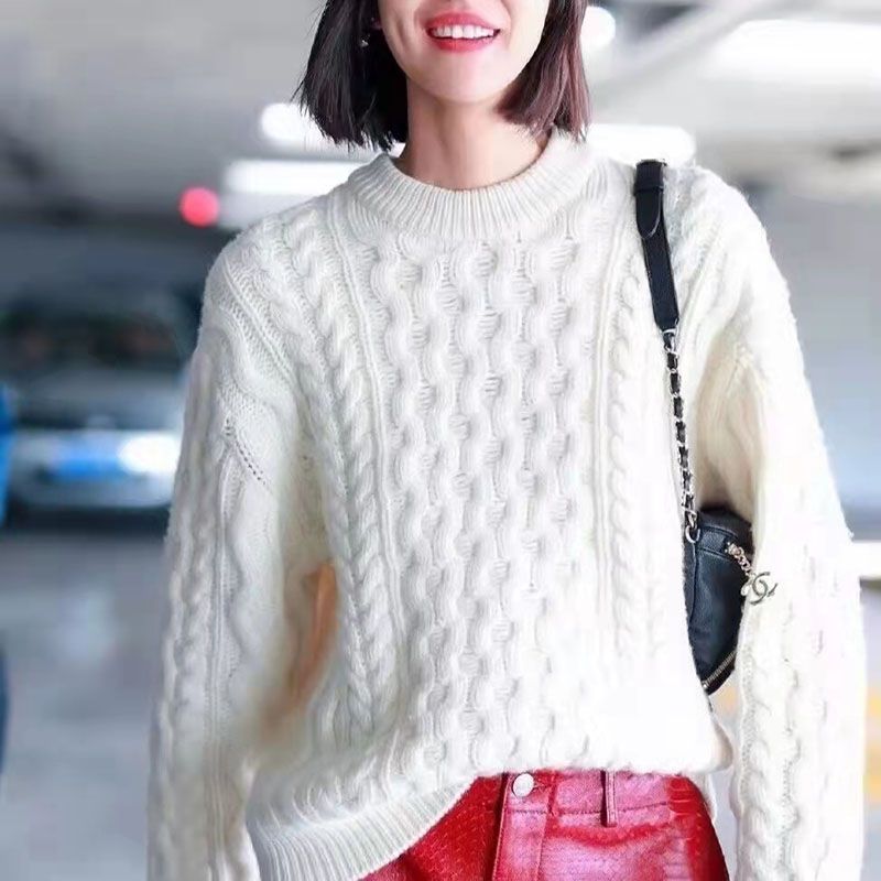 Oversized Twisted Chunky Cable Knit Sweater Pullover