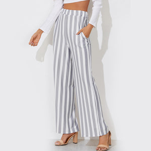 Tie Waist Belted Cigarette Trousers Striped Pants
